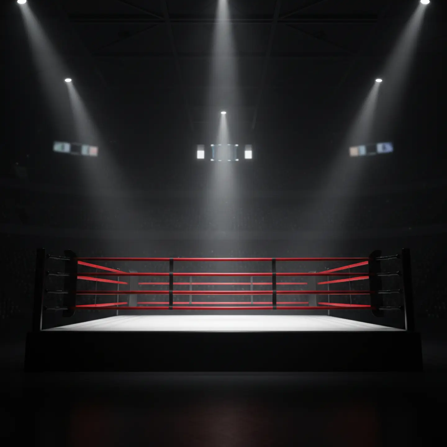 Cinematic view of a boxing ring